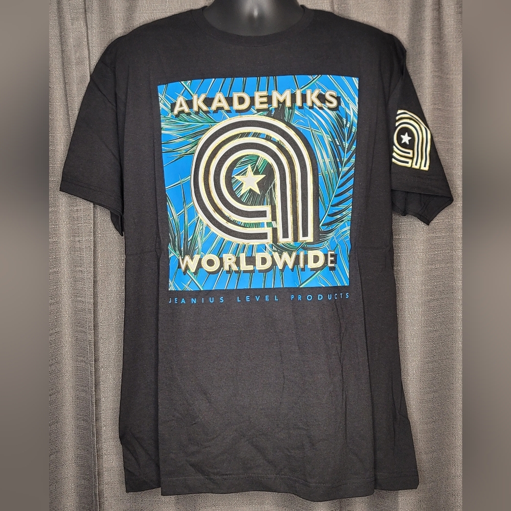 Akademiks Black Tropical Palm XL Men's TShirt